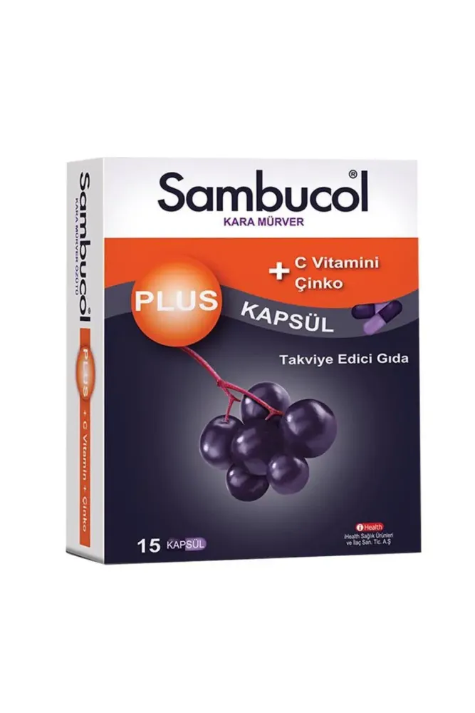 Sambucol Plus с экстрактом черной бузины, витамином C и цинком, 15 капсул