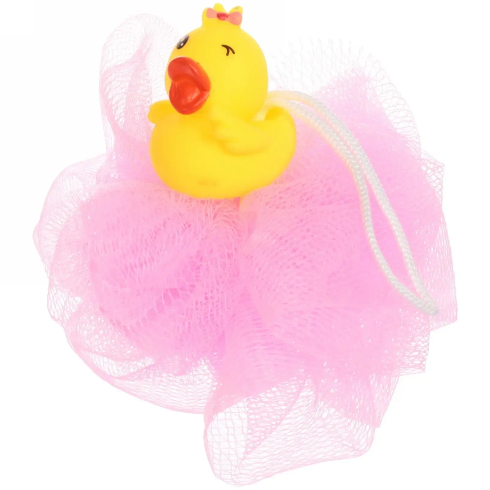 Мочалка-шар для тела полипропиленовая детская «Baby Boom - Утя», цвет розовый, 20гр, d-11см