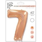 Шар (40"/102 см) Цифра "7" Розовое золото в упаковке / Seven