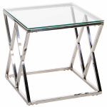 Столик журнальный LA ALTA LIVIA прозрачное стекло 55*55*55, каркас серебро