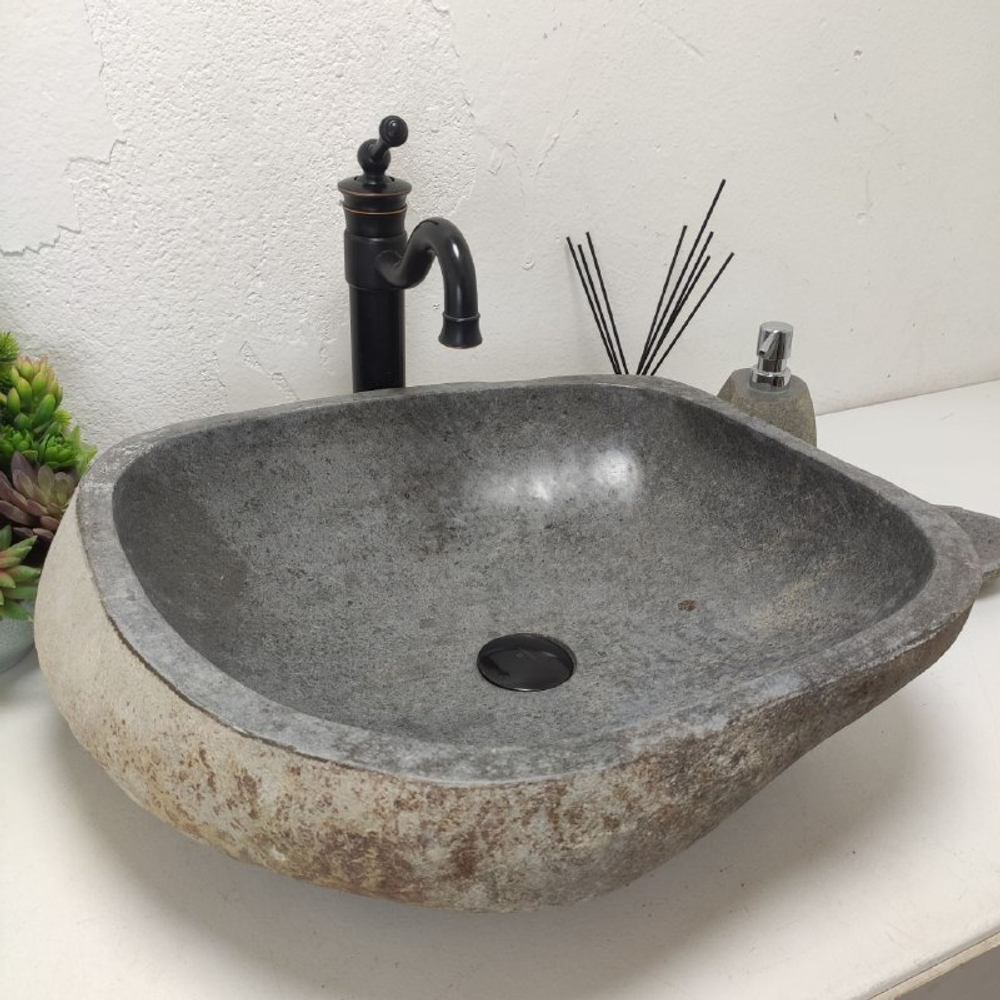 Каменная раковина из речного камня RS-62018 (55*47*15)