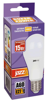 Лампа светодиодная PLED-SP 15Вт A60 грушевидная 3000К тепл. бел. E27 1530лм 230В JazzWay 2853028