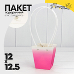 Пакет подарочный 12.5х12х8см Ваза для цветов "Градиент" (Розовый)