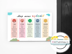 Рабочие листы для регистрации чувств + плакат "Мир моих чувств"