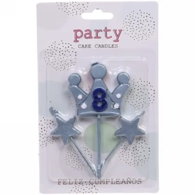 Свечи для торта Цифра Король желаний «8», голубой