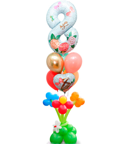 Букет с цифрой "8" на кустике