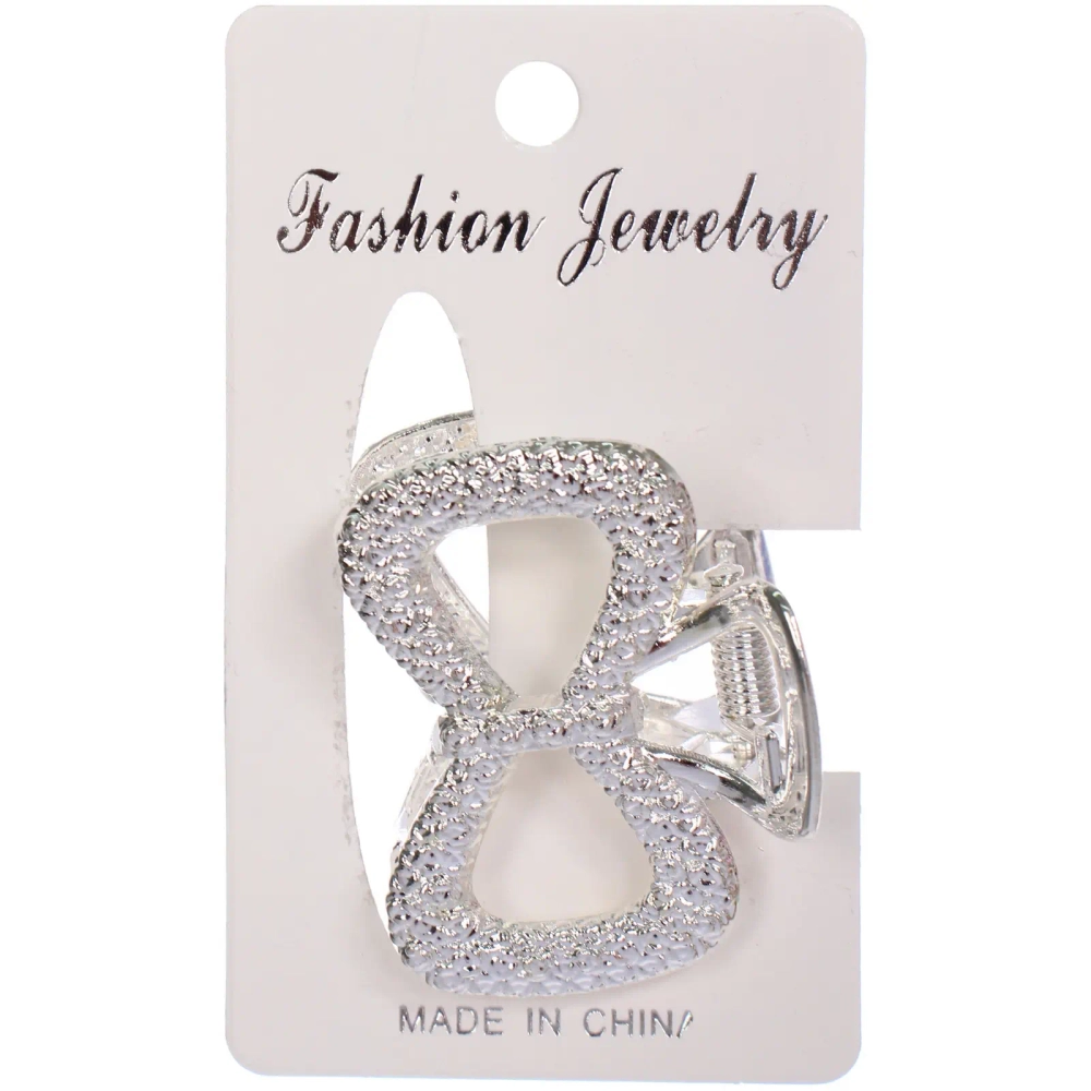 Заколка - краб для волос на блистере «КАСКАДА», бантик, цвет золото и серебро, 2.5*4см (пакет с подвесом)