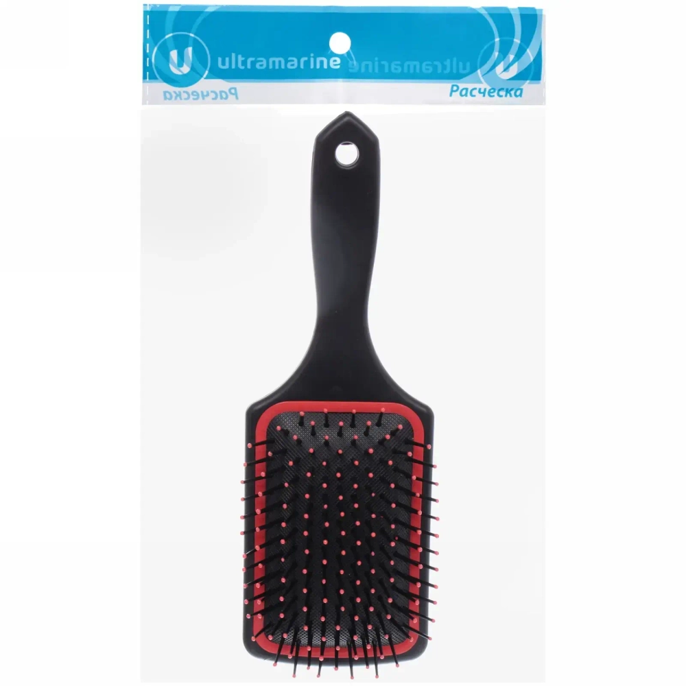 Расческа массажная «Ultramarine - Полезная», цвет черный, с цветной каймой, 23,5см