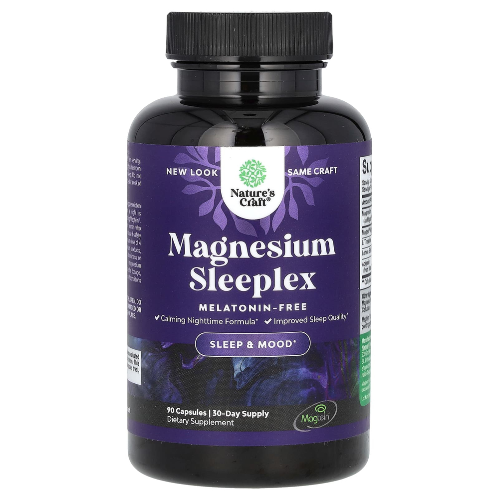 Nature's Craft, магний Sleeplex, без мелатонина, 90 капсул