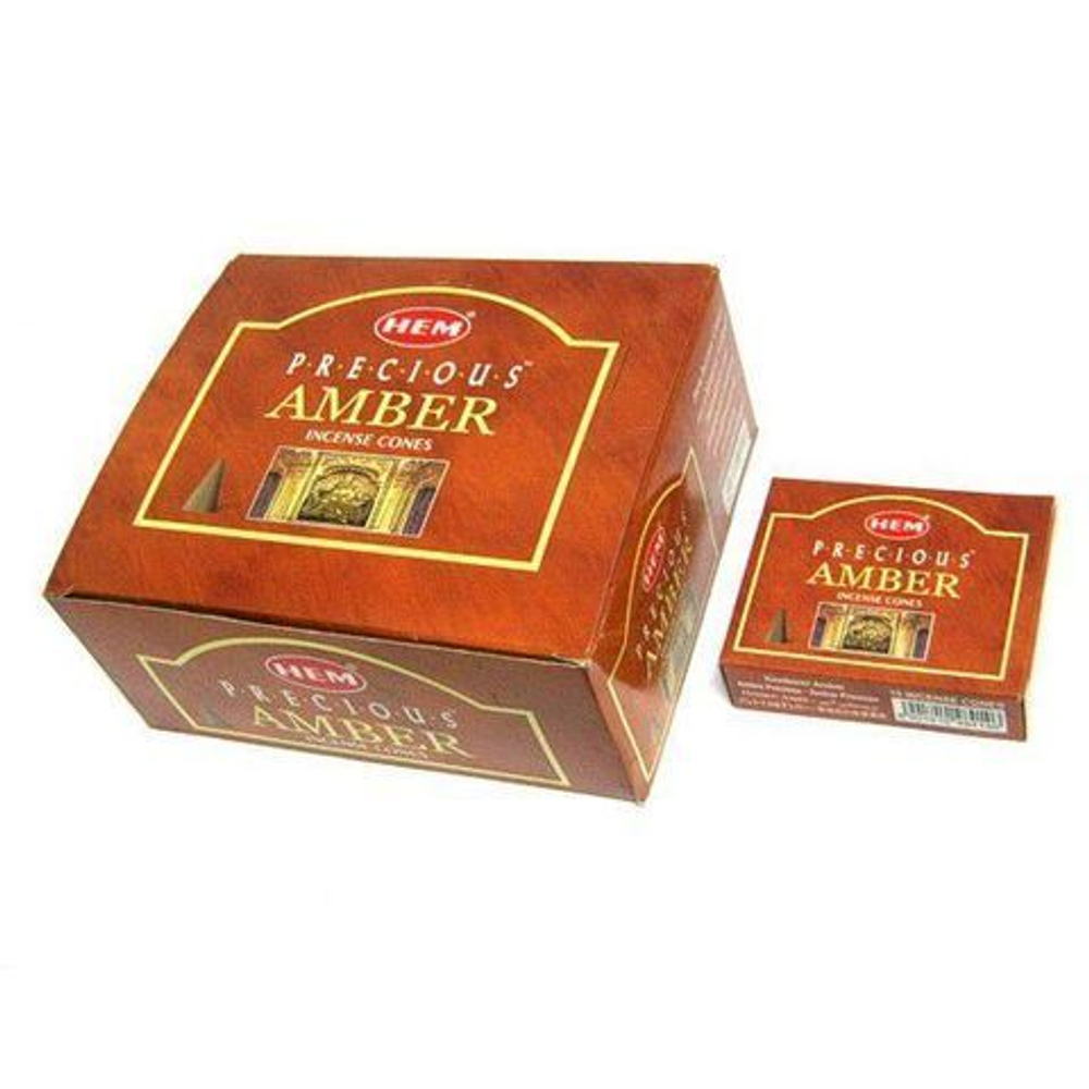 HEM Precious Amber Благовоние-конус Драгоценный Амбер, 10 шт
