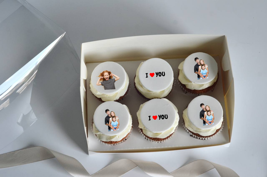 Капкейки с картинками и надписями на мастике, упаковка на 6 шт