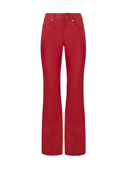 Брюки клеш из эко-кожи, красный