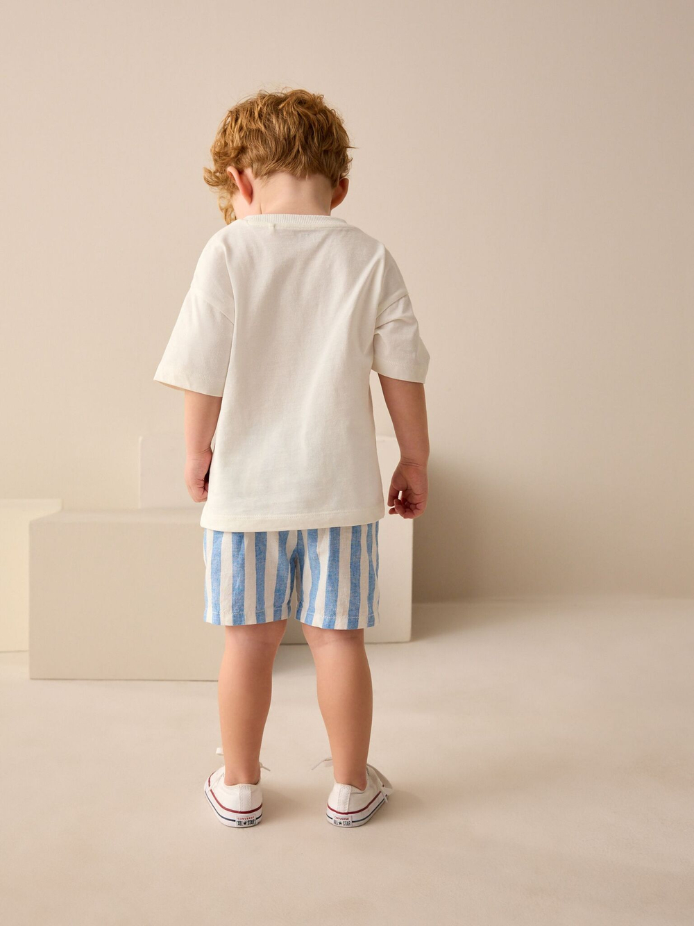 Шорты льняные для мальчика Next AG3-808, Белый, Голубой
