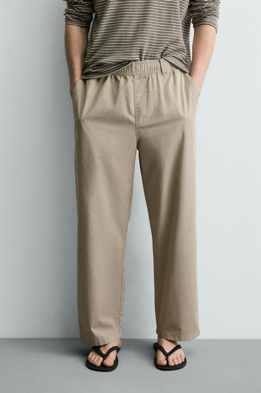 ZARA ХЛОПКОВЫЕ БРЮКИ RELAXED FIT, РЫЖЕВАТО-КОРИЧНЕВЫЙ
