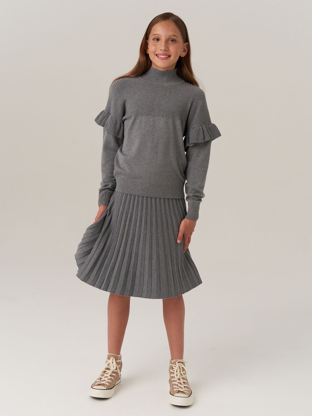 Юбка школьная для девочки AT883 серый