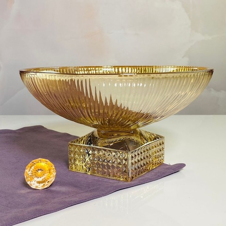 Lenardi 200-126 Фруктовница 21,5см на ножке в под.уп.(х12)Стекло