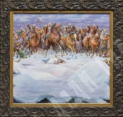 Гордеев Д. Д. (1964г.). Битва. Иллюстрация к книге "Александр Невский". Бумага, гуашь, темпера.