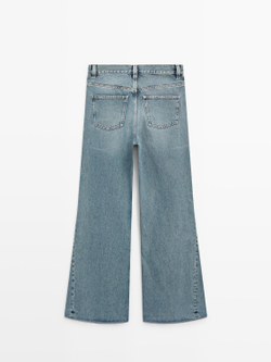 Massimo Dutti Джинсы с высокой талией и расклешенным кроем, светло-голубой
