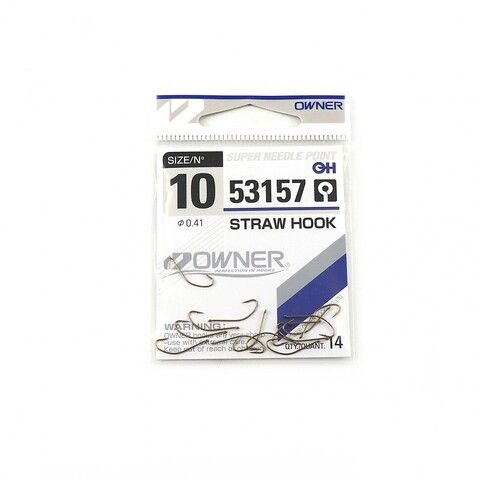 Рыболовный крючок Owner Straw Hook w/eye brown №10 (14 шт)