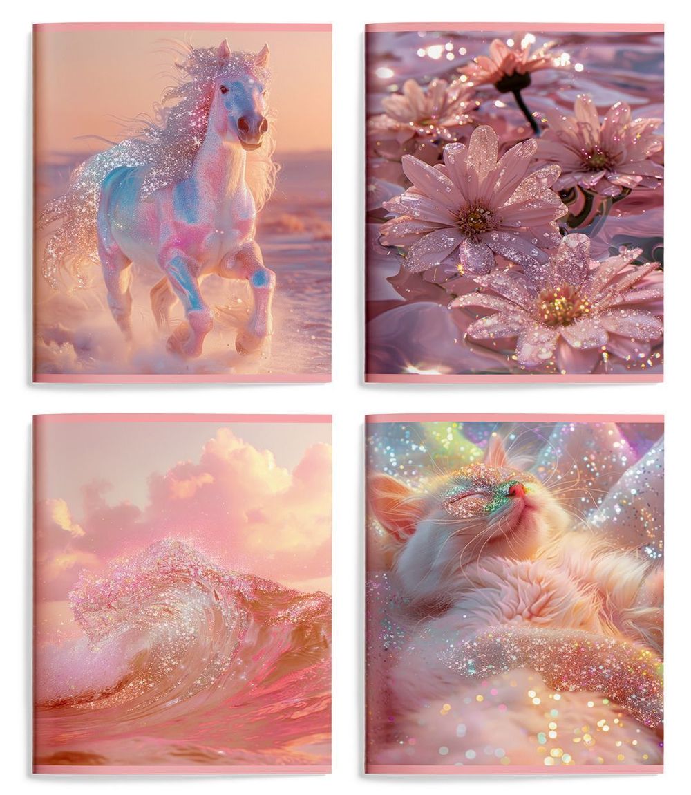 Тетрадь 48л, А5, клетка, Schoolformat Блестки, УФ-лак, в ассортименте