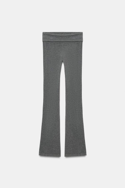 ZARA БЕСШОВНЫЕ БРЮКИ FLARE, СЕРЫЙ МЕЛАНЖ