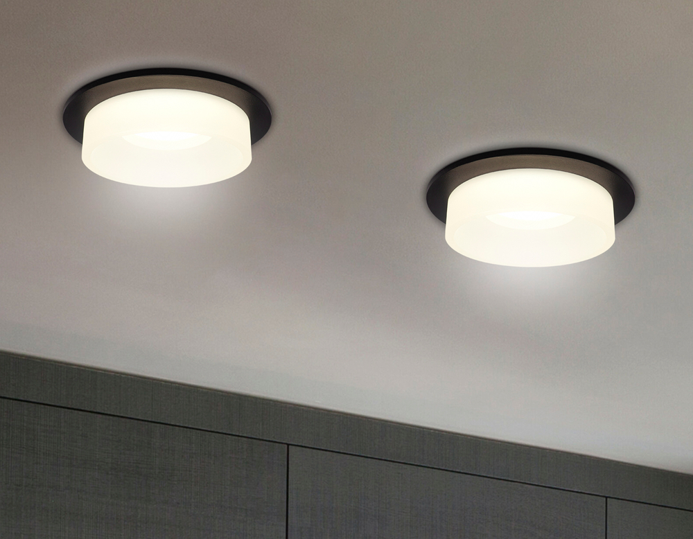 Встраиваемый точечный светильник с акрилом TN1312 SBK/FR черный песок/белый матовый GU5.3 D98*45