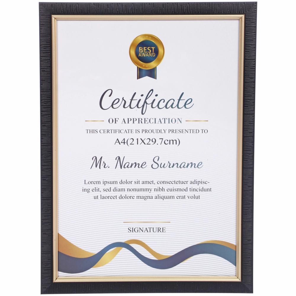 Фоторамка 30*21см «Дипломат» черная с золотом, пластик