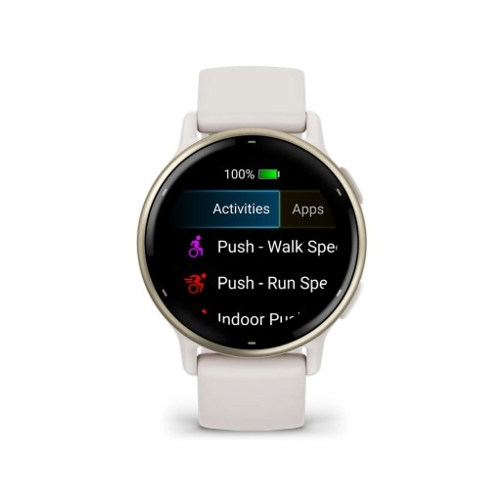 Смарт часы Garmin Vivoactive 5 цвета слоновой кости с золотистым безелем и силиконовым ремешком