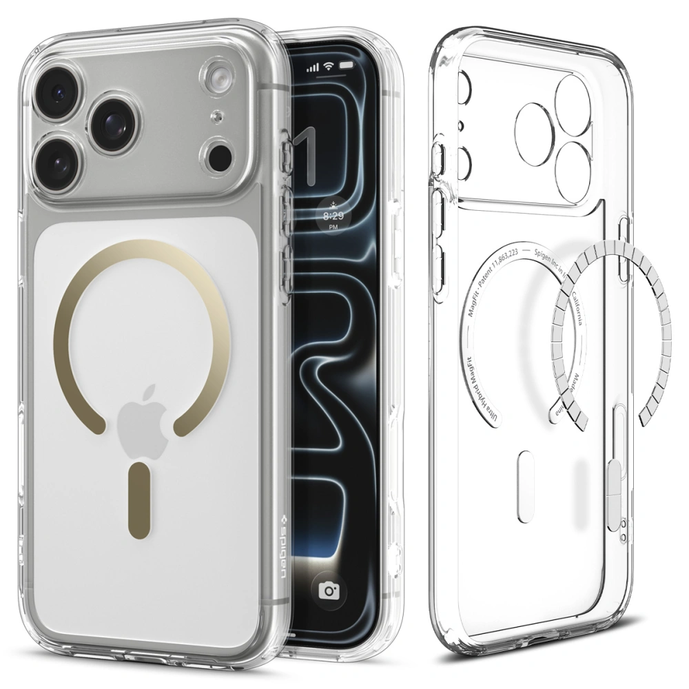 Чехол Spigen Ultra Hybrid Magsafe для iPhone 17 Pro Max прозрачный/золото
