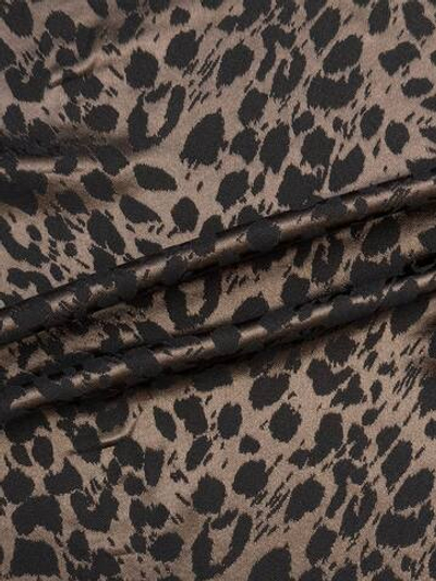 Жаккард шелк с вискозой коричневый с абстрактным принтом