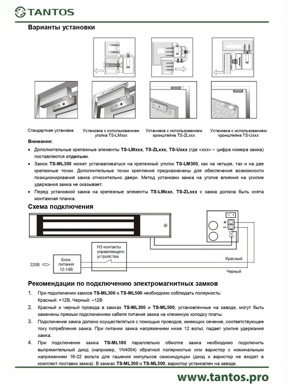 Замок электромагнитный TS-ML300