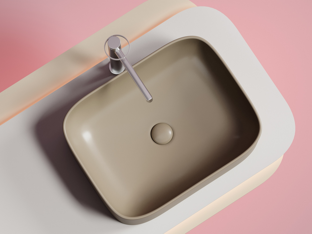 Умывальник чаша накладная прямоугольная (цвет Капучино Матовый) Element 505x380x150мм