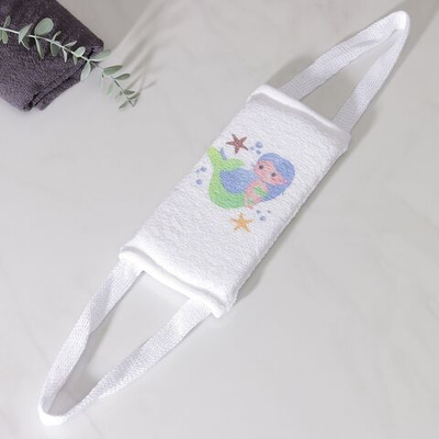 Белая хлопковая мочалка-лента для тела «Русалочка» (10,5х25 см)