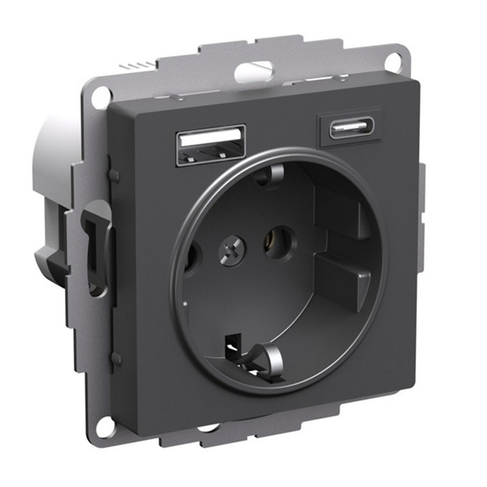 Розетка с заземлением с 2 USB  Systeme Electric ATN001432