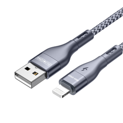 Кабель в тканевой оплетке длина 100см (1м) с разъемом USB-A на Lightning с быстрой зарядкой PD 12W от Duzzona, серия A7 Cable