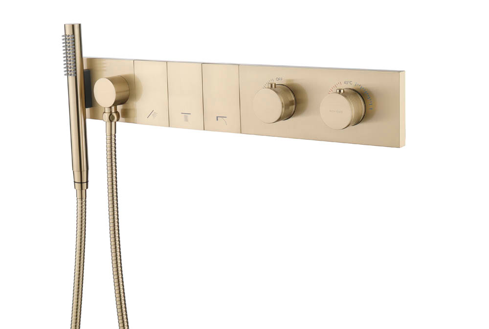 Смеситель ZODIAC THERMO с ручным душем MATT GOLD