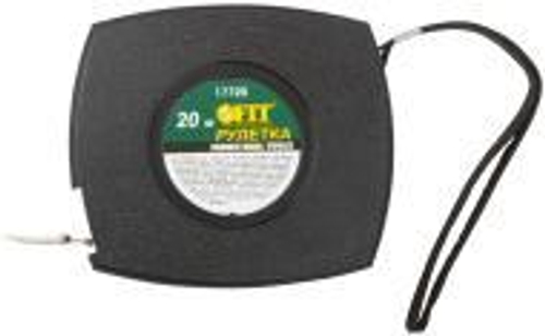 Рулетка 20 м, черный закрытый пластиковый корпус, стальная лента, FIT 17720