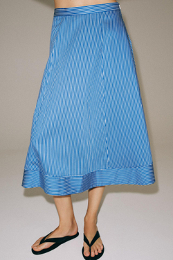 ZARA ЮБКА В ПОЛОСКУ — ZW COLLECTION, СИНИЙ/БЕЛЫЙ