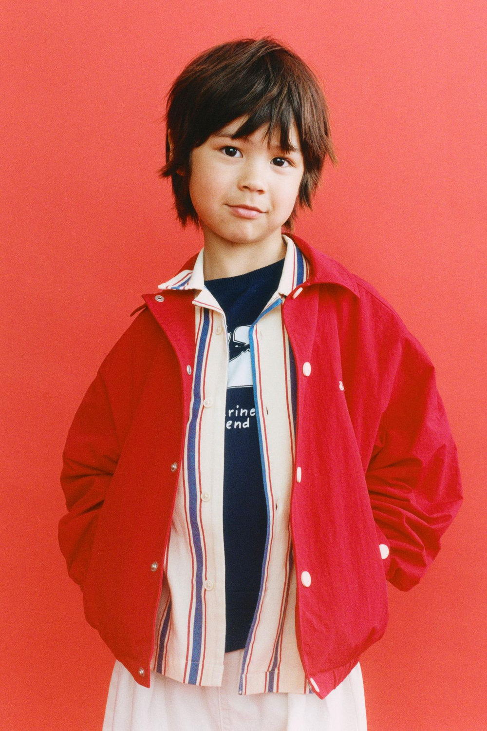 ZARA РУБАШКА В ПОЛОСКУ С ВЫШИВКОЙ «РЫБА», ЭКРЮ