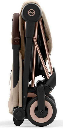 Коляска Cybex Coya Rosegold Frame Cloud G i-Size Lava Grey 2 в 1 Cozy Beige с дождевиком и бампером