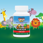 NaturesPlus, Animal Parade®, ДГК для детей, жевательная добавка с омега-3 для детей, со вкусом вишни, 90 таблеток в форме животных