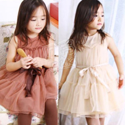 Платье детское пышное с поясом-бантом