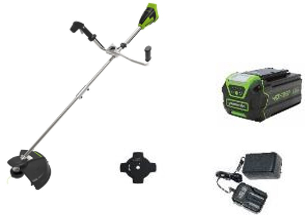Триммер аккумуляторный Greenworks Арт. 2105707UG, 40V, 40 см, бесщеточный, с 1хАКБ 5Ач и ЗУ
