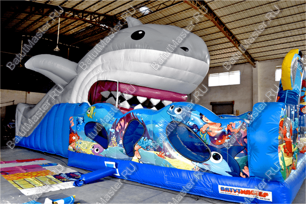 Коммерческий надувной батут "Акула-робот"