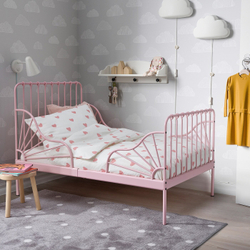 IKEA BARNDRÖM  (ИКЕА БАРНДРÖМ)  -  Пододеяльник и наволочка, рисунок сердца, белый/розовый, 150x200/50x60 см