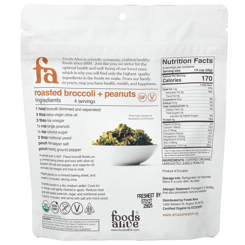 Foods Alive, арахис Jungle, 227 г (8 унций)