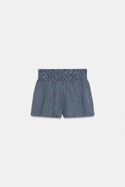 ZARA ШОРТЫ В КЛЕТКУ ВИШИ, МОРСКОЙ СИНИЙ