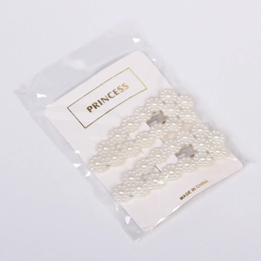 Зажимы для волос 2шт «New collection -Жемчужинки», овал, цвет белый, 8*3см