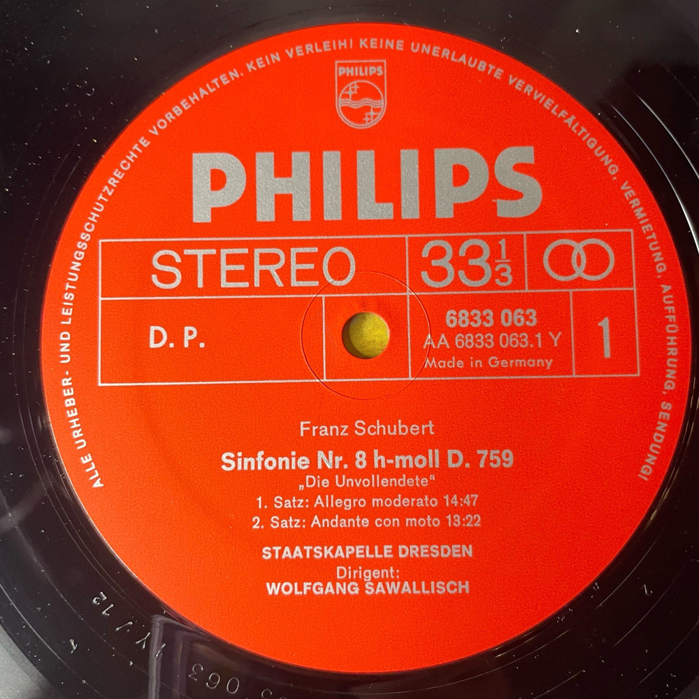 Винтажная виниловая пластинка LP Schubert Шуберт, Mendelssohn Мендельсон, Wolfgang Sawallisch, Unvollendete , Italienische Symphonie (Германия 1977)