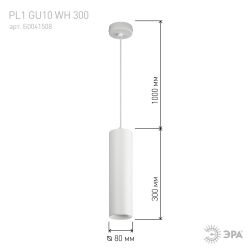 PL1 GU10 WH 300 Подсветка ЭРА подвесной, GU10, D80*300мм, белый | Подвесные светильники